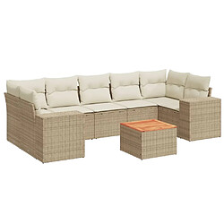 vidaXL Salon de jardin avec coussins 8 pcs beige résine tressée