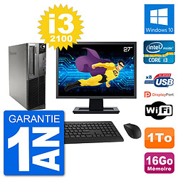 PC Lenovo M91p SFF Ecran 27" Intel i3-2100 RAM 16Go Disque 1To Windows 10 Wifi · Occasion 