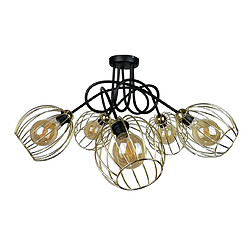 Lumière Plafonnier Mig Multi Arm Semi Flush Noir, Or, 70cm, 5x E27