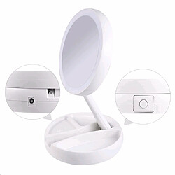 Acheter Universal USB pliable, rechargeable ou batterie, miroir LED, maquillage, coiffeur blanc, miroir de maquillage, avec lumière, zoom 10x Miroir de table | Miroir de bain(blanche)