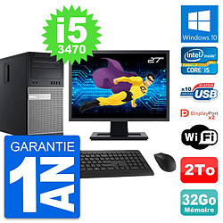 PC Tour Dell 9010 Ecran 27" Intel i5-3470 RAM 32Go Disque 2To Windows 10 Wifi · Occasion 