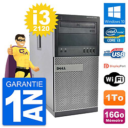 PC Tour Dell OptiPlex 990 Intel i3-2120 RAM 16Go Disque Dur 1To Windows 10 Wifi - Occasion