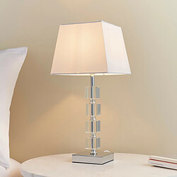 Endon Lampe de table en acrylique transparent, tissu Tc blanc, E14