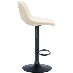 Decoshop26 Tabourets de bar chaises haute x2 avec repose-pieds en PVC crème piètement métallique noir 10_0004067 pas cher