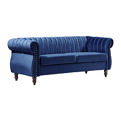 Avis Vente-Unique Canapé chesterfield 3 places en velours bleu roi TRUMBO