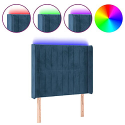 Maison Chic Tête de lit scandinave à LED,meuble de chambre Bleu foncé 93x16x118/128 cm Velours -MN38115