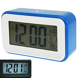 Wewoo Réveil bleu grand écran multifonction avec calendrier et lumière LCD Snooze Touch