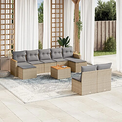 Maison Chic Salon de jardin avec coussins 10 pcs | Ensemble de Table et chaises | Mobilier d'Extérieur beige résine tressée -GKD50441