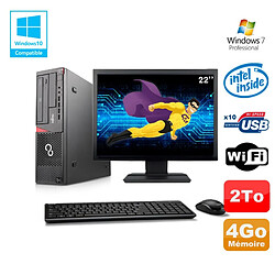 Lot PC Fujitsu E720 E85+ G3220 3GHz 4Go 2000Go Graveur WIFI W7 + Ecran 22" · Occasion 