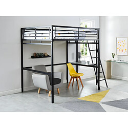 Vente-Unique Lit mezzanine CASUAL II - 140 x 190 cm - plateforme bureau - Anthracite