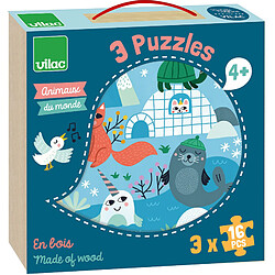 Vilac Coffret puzzles 3x16 pcs Animaux du monde 