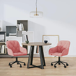 vidaXL Chaises pivotantes à manger lot de 2 Rose Velours