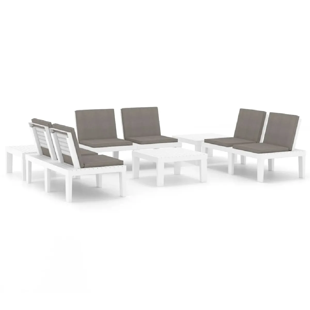 Maison Chic Salon de jardin 6 pcs + coussins - Mobilier/Meubles de jardin - Table et chaises d'extérieur Plastique Blanc -MN24030