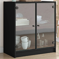 vidaXL Armoire latérale avec portes en verre noir 68x37x75,5 cm