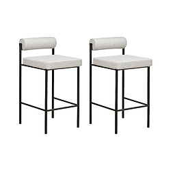 Beliani Tabouret de bar Set de 2 Tissu Gris clair AMAYA 