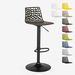 Tabouret Design Cuisine Bar Base Noire Mate Réglable Grand Soleil Spider Matt, Couleur: Marron