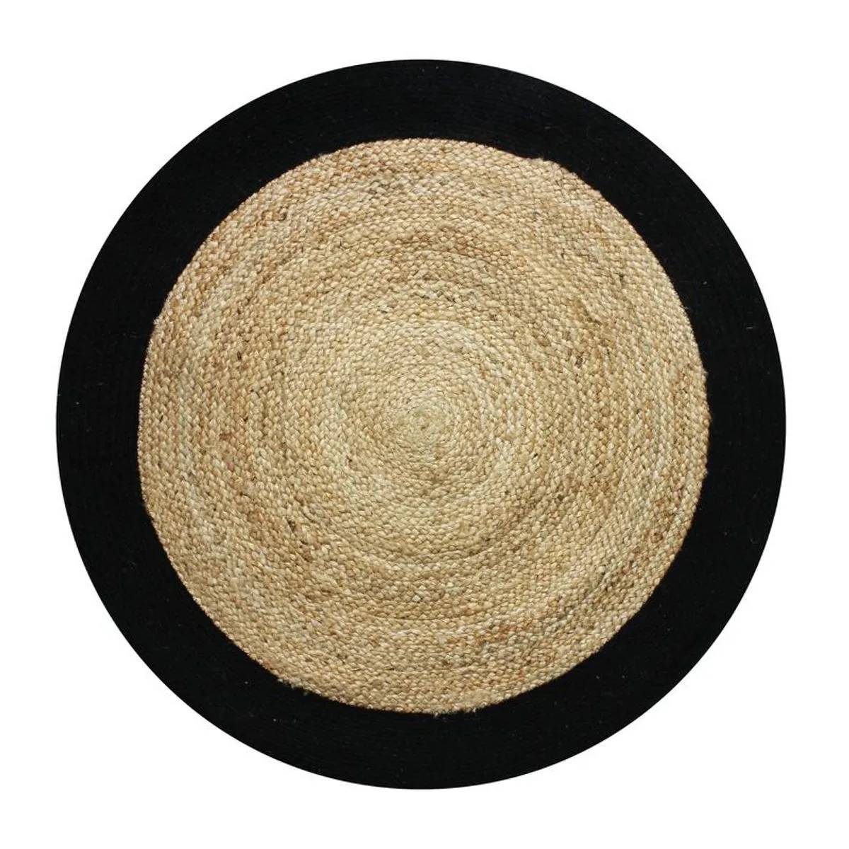 Thedecofactory FUNNY JUTE - Tapis rond en jute et coton bande noire diam.160