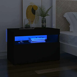 Maison Chic Table de chevet - Table de Nuit avec lumières LED noir 60x35x40 cm