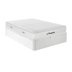 Vente-Unique Ensemble 140 x 190 cm sommier coffre blanc + matelas ressorts ensachés accueil nano ressorts + mémoire de forme ép.26cm - MIRI de YSMÉE