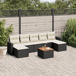 Maison Chic Ensemble Tables et chaises d'extérieur 8 pcs avec coussins,Salon de jardin noir résine tressée -GKD535733