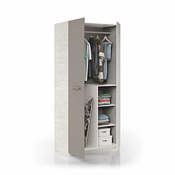 Armoire avec 2 portes coloris Blanc Artik / basalte en mélamine - Dim : 200 x 90 x 52 cm -PEGANE-