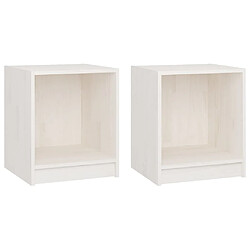 vidaXL Tables de chevet 2 pcs Blanc 35,5x33,5x41,5 cm Pin massif