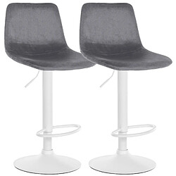 Non Lot de 2 tabourets de bar Divo velours blanc