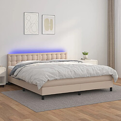 vidaXL Sommier à lattes de lit avec matelas LED Cappuccino 180x200 cm