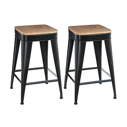 Atmosphera, Createur D'Interieur Lot de 2 tabourets de bar Joris Hispter Home - Noir - Atmosphera