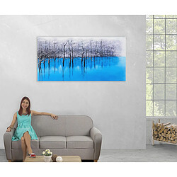 Acheter Mendler Tableau à l'huile, lac bleu, peint à la main à 100%, toile de décoration murale XL ~ 140x70cm