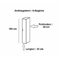 Inside 75 Colonne de rangement LUND 1 porte blanc mat 30 x 40 cm profondeur