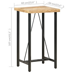 vidaXL Table de bar 60x60x107 cm Bois de manguier brut pas cher