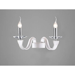 Luminaire Center Applique murale Nardini 2 Ampoules chrome poli/blanc Faux cuir/cristal