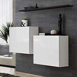 Paris Prix Lot de 2 Blocs & Étagère Switch SBI 130cm Blanc & Noir 