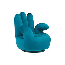 Avis Vente-Unique Fauteuil main pivotant CATCHY en velours - Bleu canard