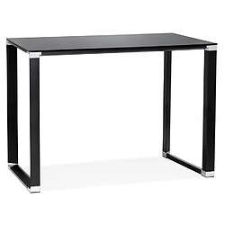 Alterego Table haute / bureau haut 'XLINE HIGH TABLE' en verre noir - 140x70 cm