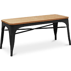 ICONIK INTERIOR Banc Stylix Design industriel en Métal et bois clair - Nouvelle édition Noir