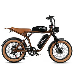 SAMEBIKE M20-II Vélo électrique - moteur 1200W double batterie 48V18AH*2 autonomie 110KM frein à disque hydraulique - Marron