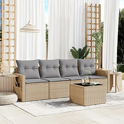 vidaXL Salon de jardin avec coussins 5 pcs beige résine tressée 