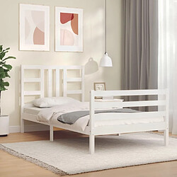 Avis Maison Chic Cadre/structure de lit avec tête de lit pour adulte - Lit Moderne Chambre blanc simple bois massif -MN88391