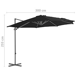 vidaXL Parasol de jardin en porte-à-faux avec mât en acier noir 300 cm pas cher