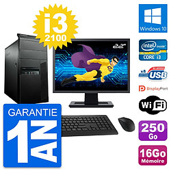 PC Tour Lenovo M91p Ecran 22" Core i3-2100 RAM 16Go Disque 250Go Windows 10 Wifi · Occasion 