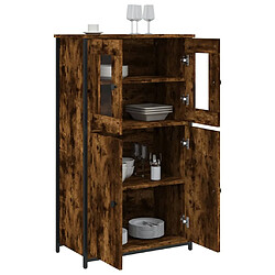 Avis vidaXL Buffet haut chêne fumé 62x32x106,5 cm bois d'ingénierie