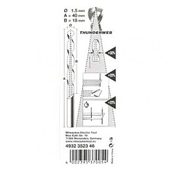 Pack de 2 Forets métal MILWAUKEE HSS-G THUNDERWEB 1.5 X 40MM 4932352346