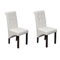 Decoshop26 Lot de 2 chaises de salle à manger cuisine dossier capitonné en synthétique blanc CDS020205