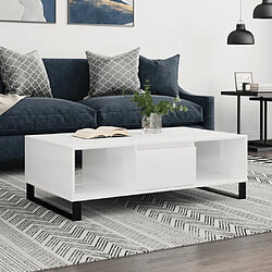 vidaXL Table basse blanc brillant 104x60x35 cm bois d'ingénierie 