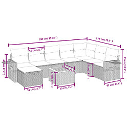 Avis vidaXL Salon de jardin 9 pcs avec coussins noir résine tressée