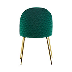 Mes Lot de 2 chaises repas 53x50x86 cm en velours vert et métal doré pas cher