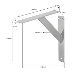 ML-Design 4x Support étagère murale fixation flottante aluminium argent robuste 240x240 mm pas cher