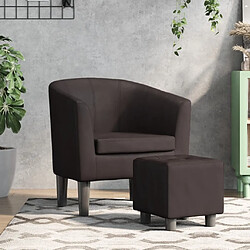 Maison Chic Fauteuil cabriolet et repose-pieds,Fauteuil luxe pour relax marron similicuir -MN45961